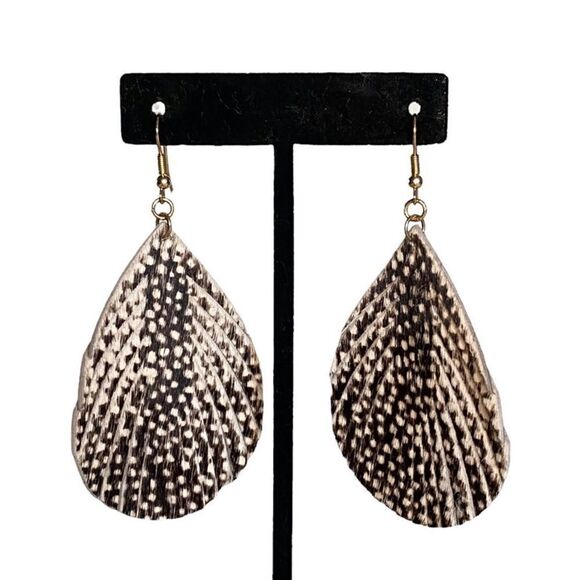 Leather Teardrop Dangle Earring’s  - Picture 1 of 4